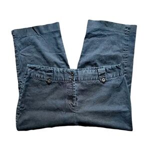 Atelier | Navy Blue Cotton Blend Cropped Straight Leg Chino Pants, Size 12